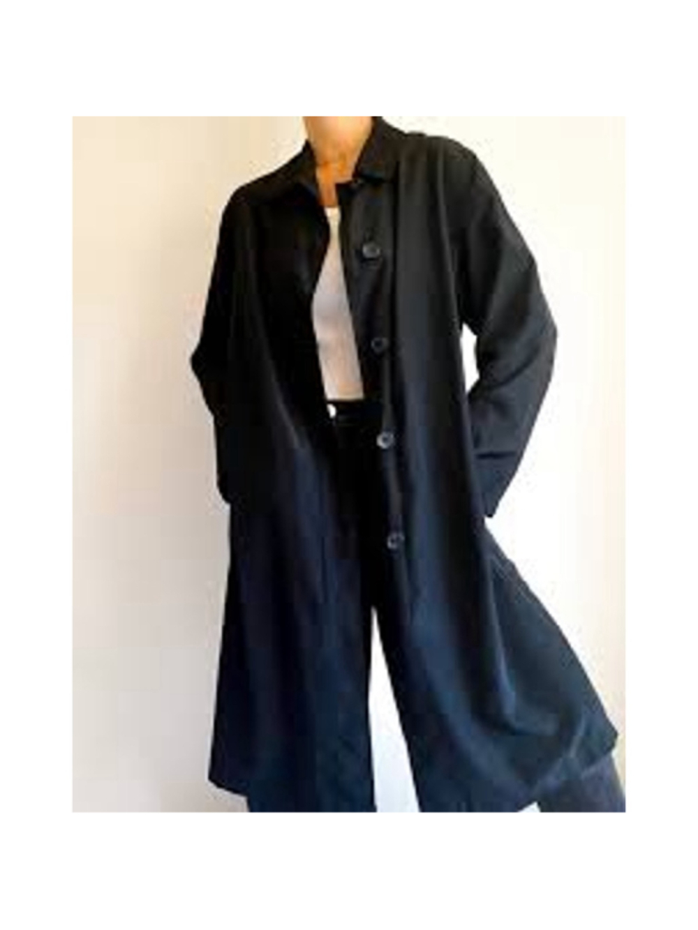 Hilary Radley Vintage Black Trench Duster Jacket Size S